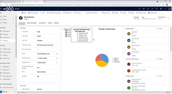 A screenshot of the ERM features of aec360