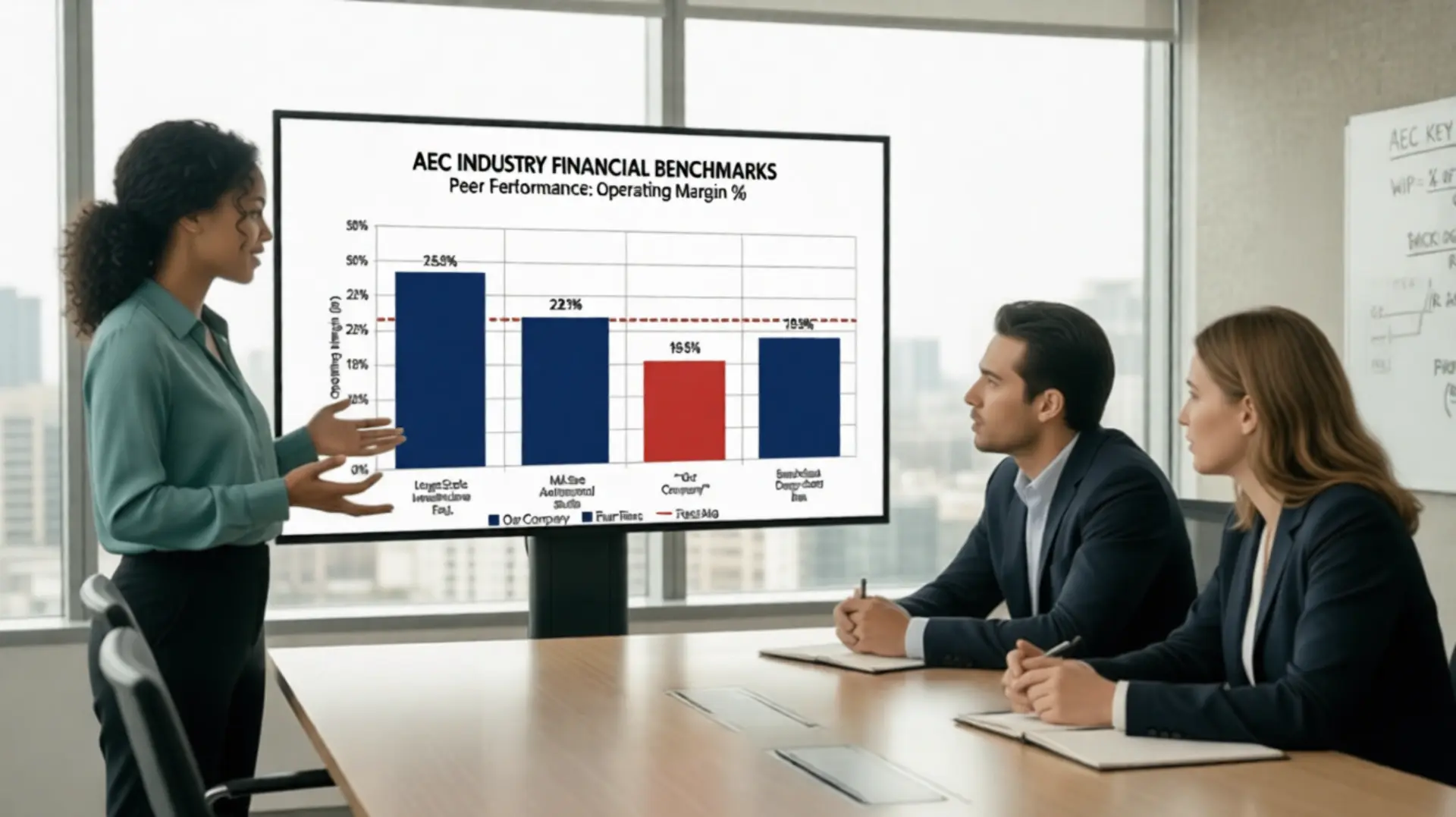 AEC leaders reviewing financial benchmark data